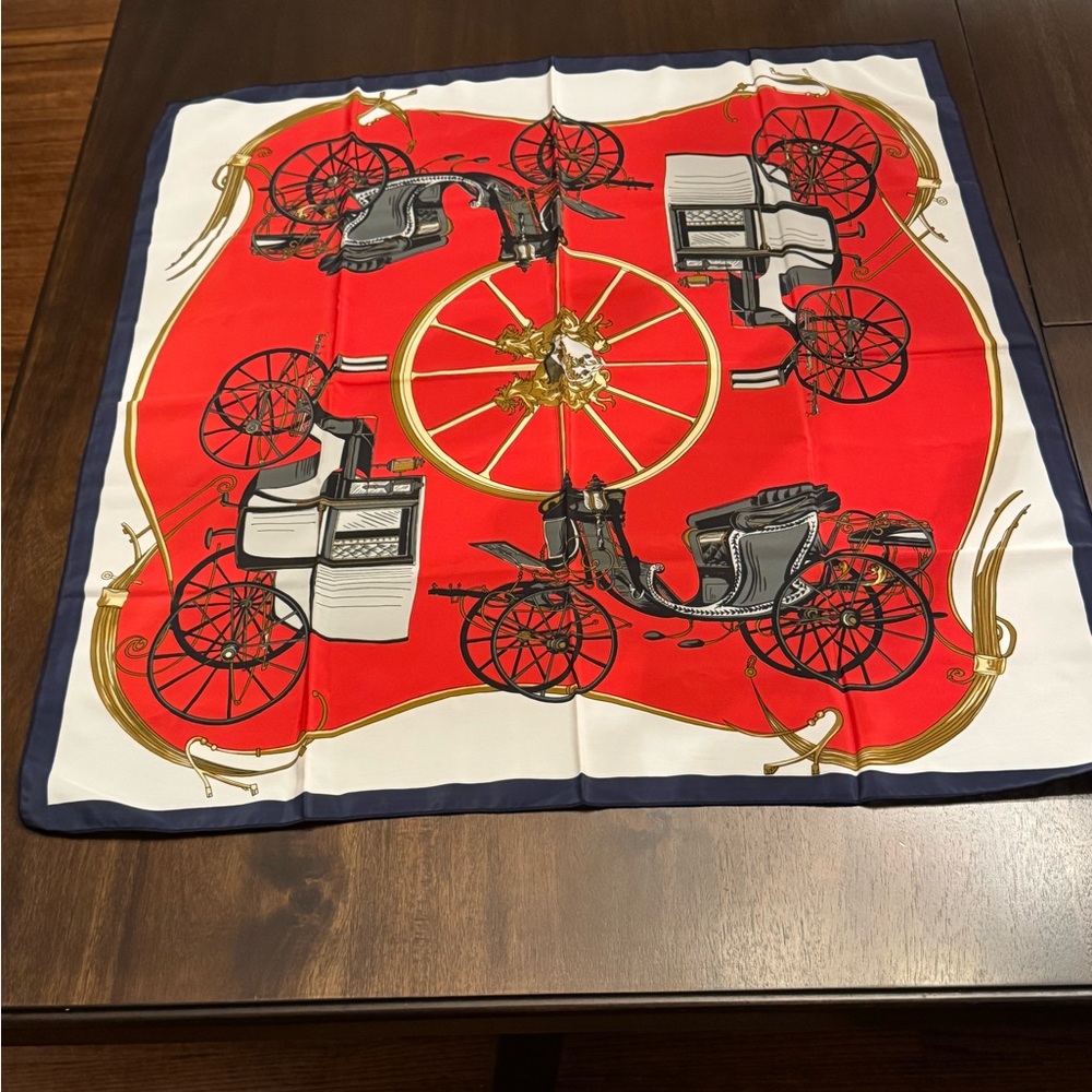 Vintage Silk Victorian Stagecoach Inspired Scarf